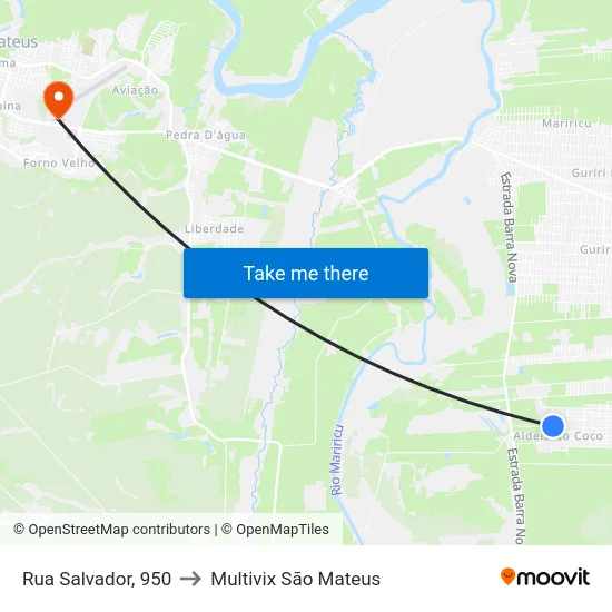 Rua Salvador, 950 to Multivix São Mateus map