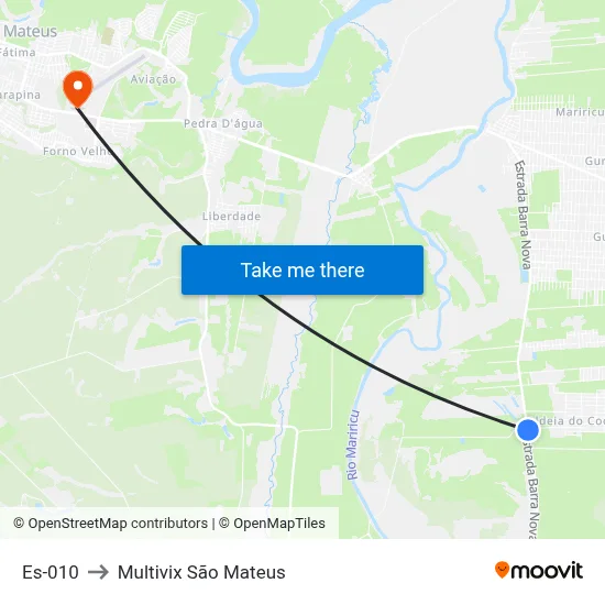 Es-010 to Multivix São Mateus map