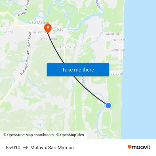 Es-010 to Multivix São Mateus map