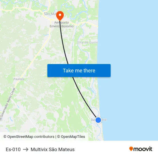 Es-010 to Multivix São Mateus map