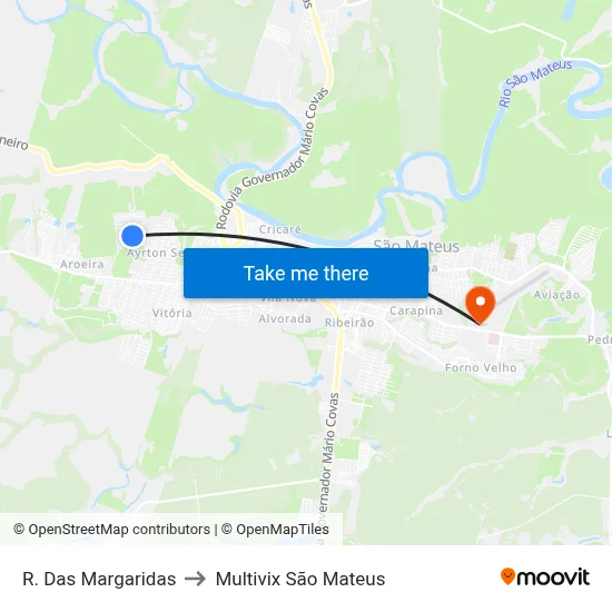 R. Das Margaridas to Multivix São Mateus map
