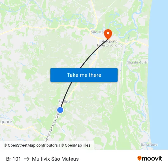 Br-101 to Multivix São Mateus map