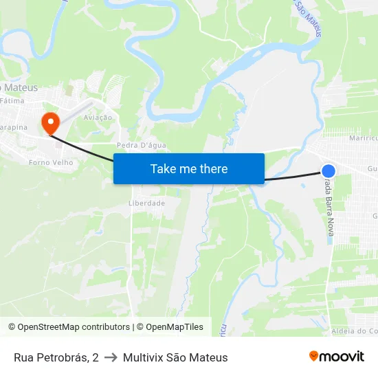 Rua Petrobrás, 2 to Multivix São Mateus map