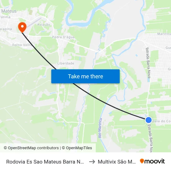 Rodovia Es Sao Mateus Barra Nova, 2042 to Multivix São Mateus map