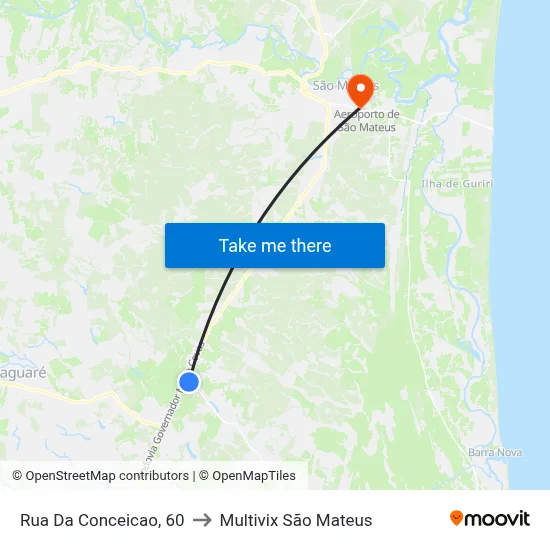 Rua Da Conceicao, 60 to Multivix São Mateus map