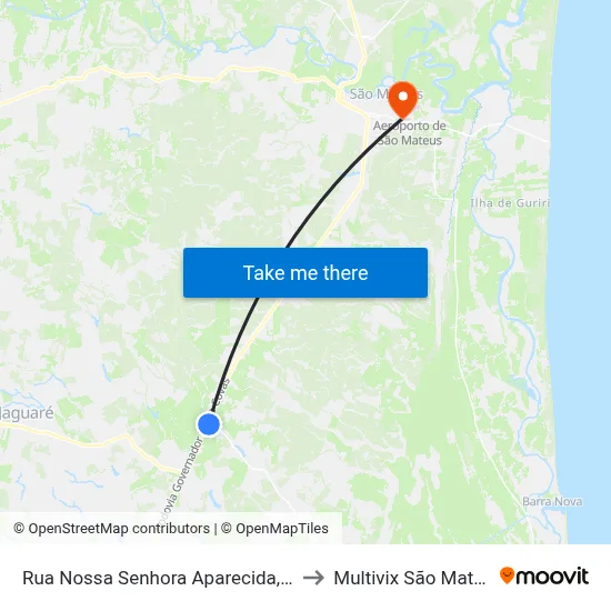 Rua Nossa Senhora Aparecida, 490 to Multivix São Mateus map