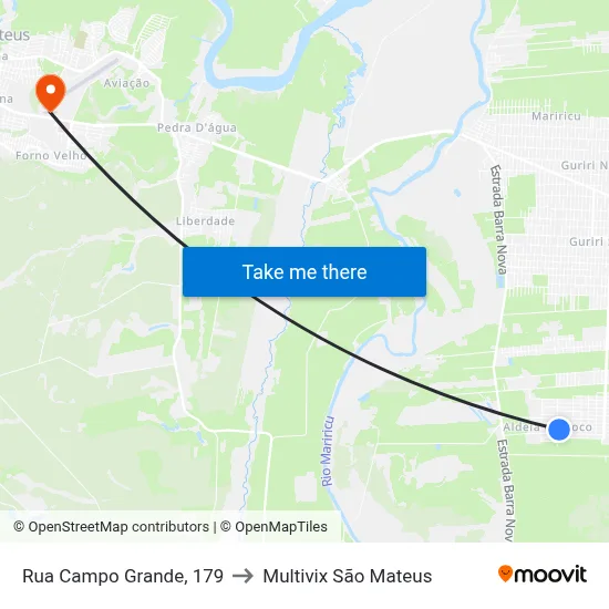 Rua Campo Grande, 179 to Multivix São Mateus map