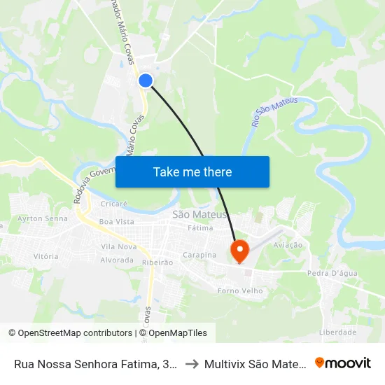 Rua Nossa Senhora Fatima, 311 to Multivix São Mateus map