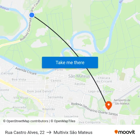 Rua Castro Alves, 22 to Multivix São Mateus map