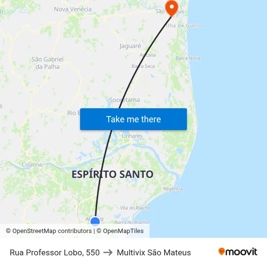 Rua Professor Lobo, 550 to Multivix São Mateus map
