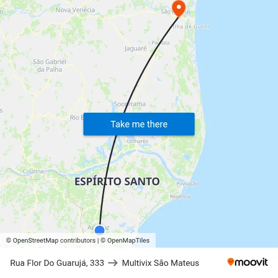 Rua Flor Do Guarujá, 333 to Multivix São Mateus map