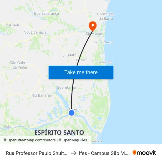 Rua Professor Paulo Shultz, 446 to Ifes - Campus São Mateus map
