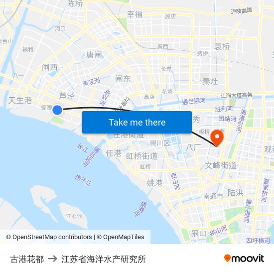 古港花都 to 江苏省海洋水产研究所 map