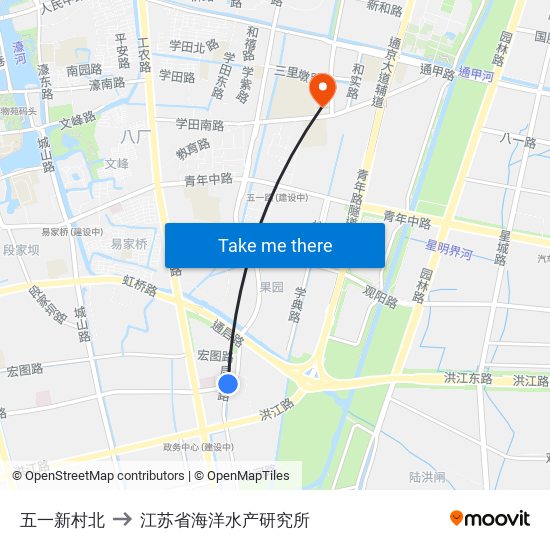 五一新村北 to 江苏省海洋水产研究所 map