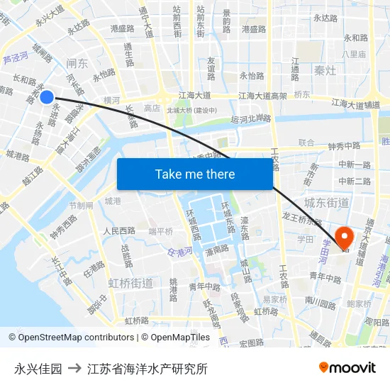 永兴佳园 to 江苏省海洋水产研究所 map