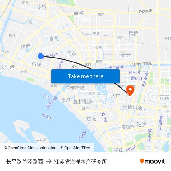 长平路芦泾路西 to 江苏省海洋水产研究所 map