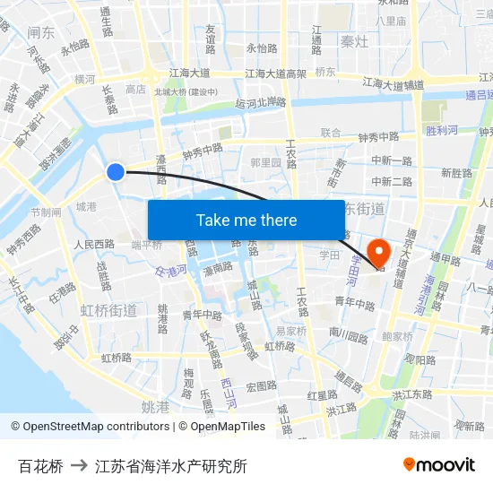 百花桥 to 江苏省海洋水产研究所 map