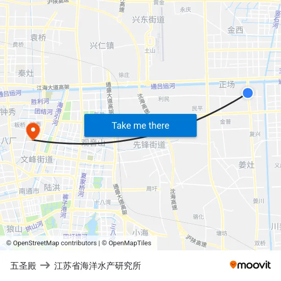 五圣殿 to 江苏省海洋水产研究所 map