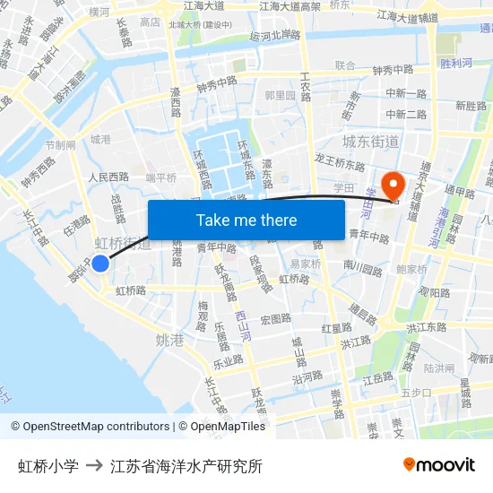 虹桥小学 to 江苏省海洋水产研究所 map