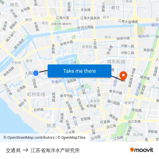 交通局 to 江苏省海洋水产研究所 map