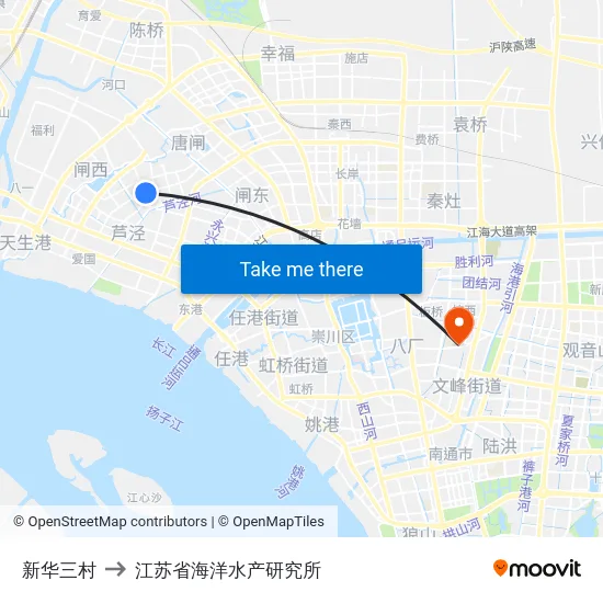 新华三村 to 江苏省海洋水产研究所 map