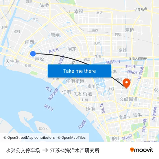 永兴公交停车场 to 江苏省海洋水产研究所 map