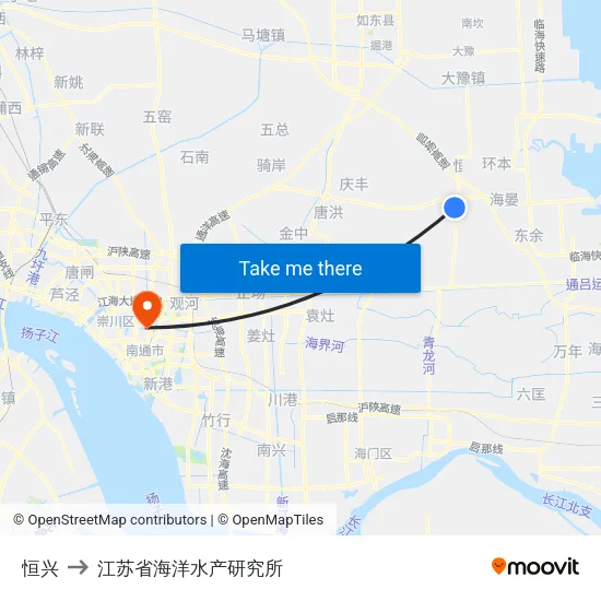 恒兴 to 江苏省海洋水产研究所 map