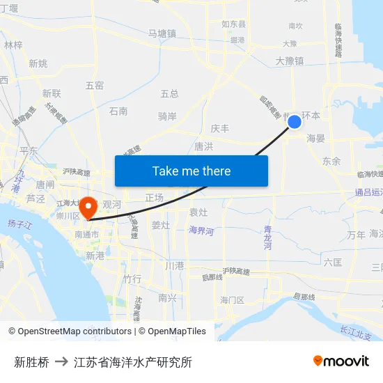新胜桥 to 江苏省海洋水产研究所 map