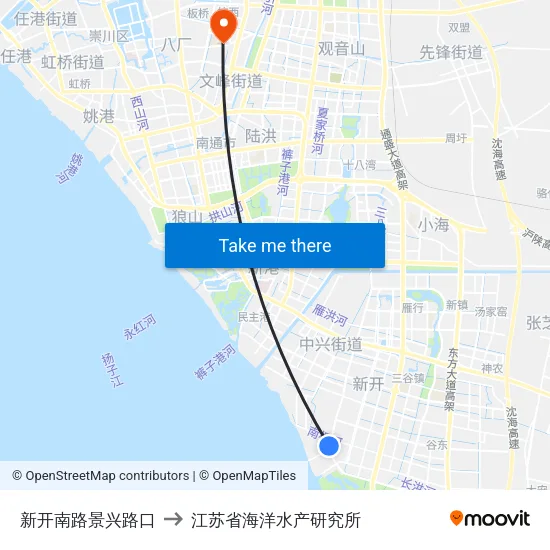 新开南路景兴路口 to 江苏省海洋水产研究所 map