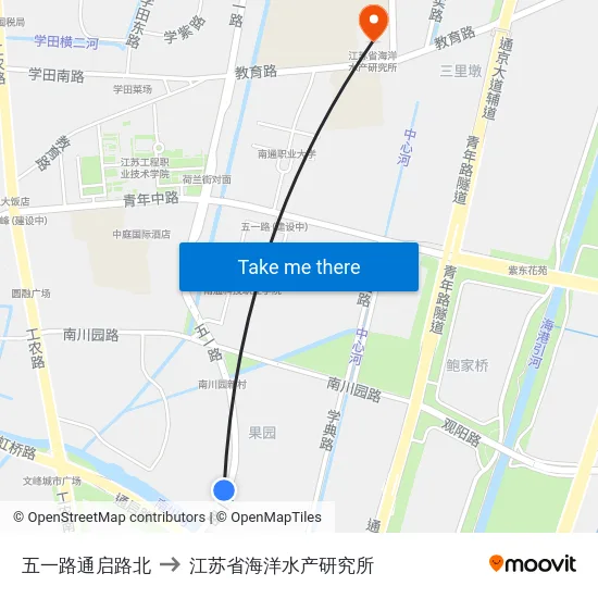五一路通启路北 to 江苏省海洋水产研究所 map