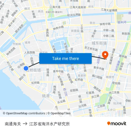 南通海关 to 江苏省海洋水产研究所 map