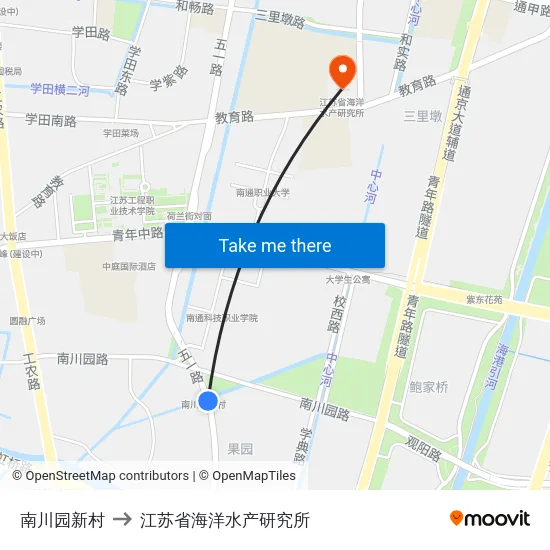 南川园新村 to 江苏省海洋水产研究所 map