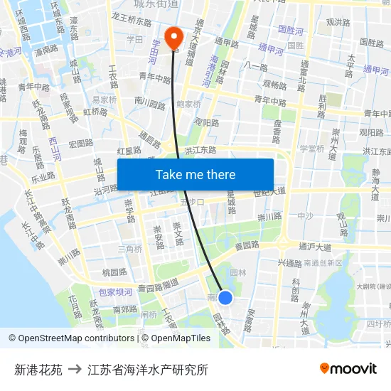 新港花苑 to 江苏省海洋水产研究所 map