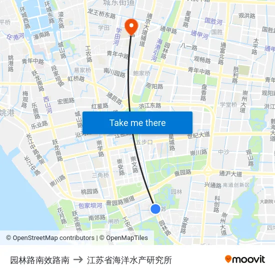 园林路南效路南 to 江苏省海洋水产研究所 map