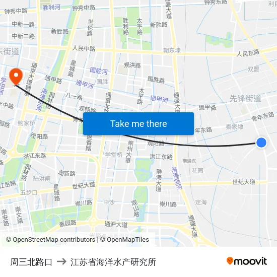 周三北路口 to 江苏省海洋水产研究所 map