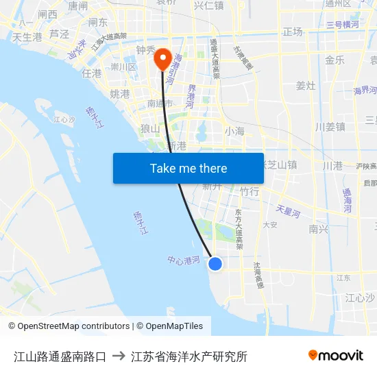江山路通盛南路口 to 江苏省海洋水产研究所 map