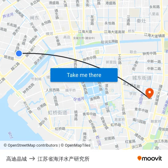高迪晶城 to 江苏省海洋水产研究所 map