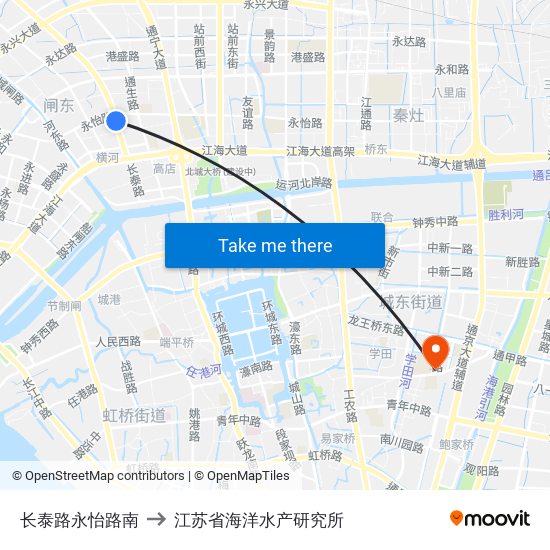 长泰路永怡路南 to 江苏省海洋水产研究所 map