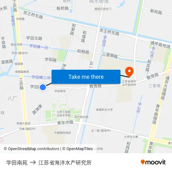 学田南苑 to 江苏省海洋水产研究所 map