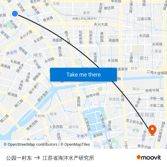 公园一村东 to 江苏省海洋水产研究所 map