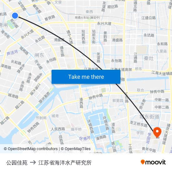 公园佳苑 to 江苏省海洋水产研究所 map