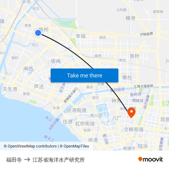 福田寺 to 江苏省海洋水产研究所 map