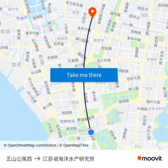 五山公寓西 to 江苏省海洋水产研究所 map