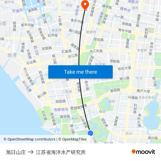 旭日山庄 to 江苏省海洋水产研究所 map