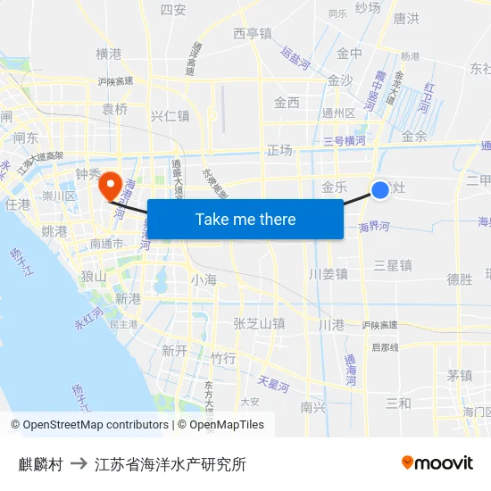 麒麟村 to 江苏省海洋水产研究所 map