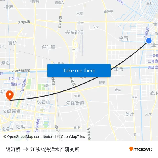 银河桥 to 江苏省海洋水产研究所 map