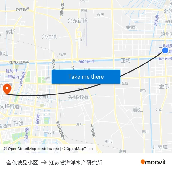 金色城品小区 to 江苏省海洋水产研究所 map