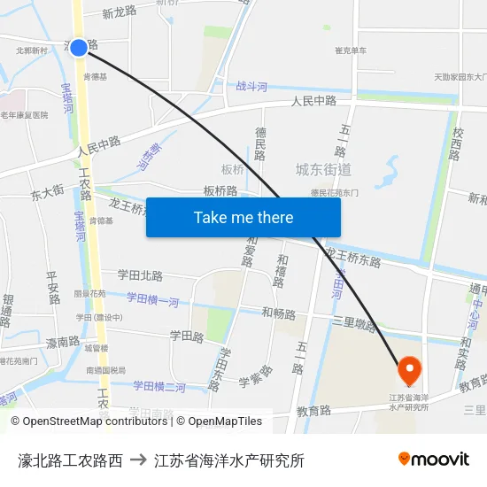 濠北路工农路西 to 江苏省海洋水产研究所 map