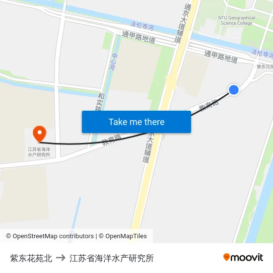 紫东花苑北 to 江苏省海洋水产研究所 map