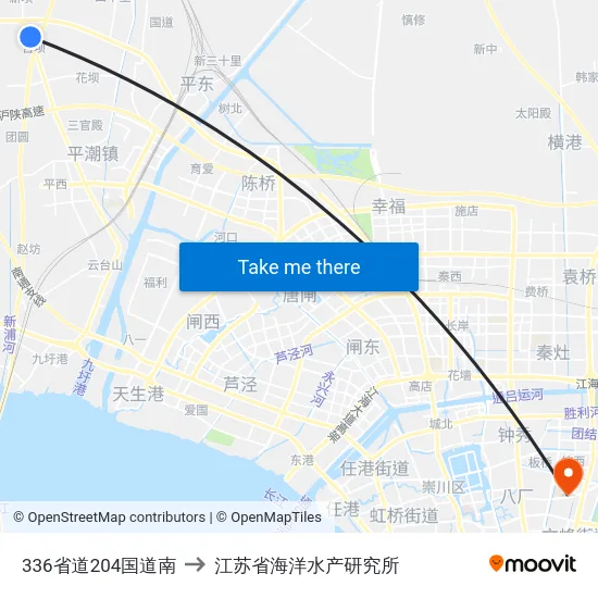 336省道204国道南 to 江苏省海洋水产研究所 map